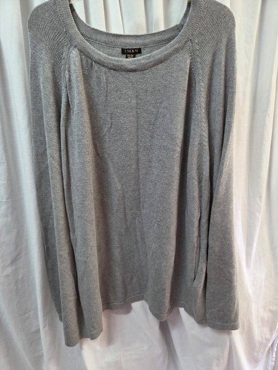 IMAN Sweaters - IMAN Gray Ribbed Crewneck Sweater
